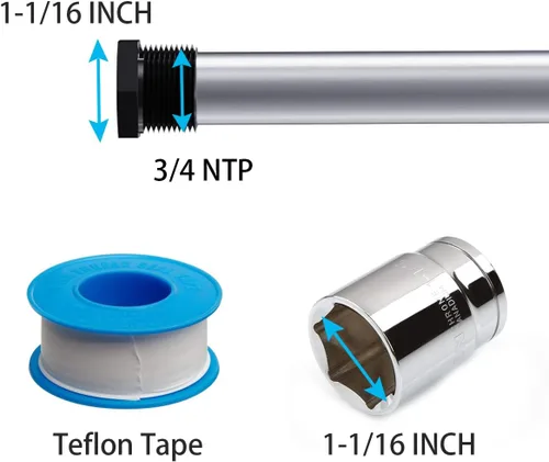 Miniatura 2 de Varilla de ánodo de 112 cm de aluminio y zinc, Eau, elimina el olor a huevo podrido de calentadores de agua flexibles para GE, Rheem, Reliance