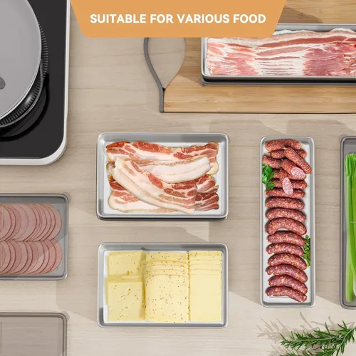 Miniatura 4 de BigKing Paquete de 2 recipientes para tocino, contenedor de queso para refrigerador, contenedor de carne para refrigerador, recipientes de acero