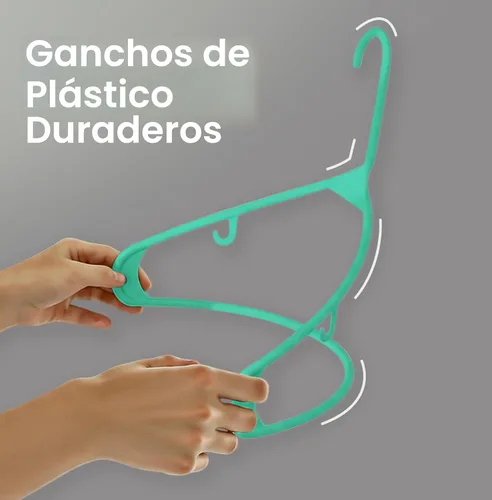 Miniatura 6 de Perchas de plástico Utopia Home, paquete de 50 - Percha para ropa con ganchos - Duradera y ahorradora de espacio (Agua)