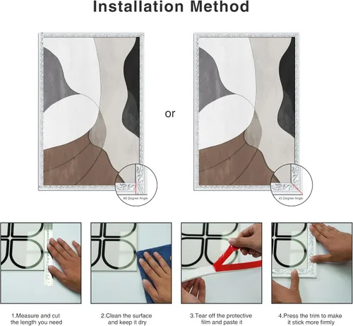 Miniatura 4 de Colamo Tira de calafateo blanca cromada de 16.4 pies para bordes, cuerpo lateral, molduras adhesivas flexibles y adornos para pared, espejo, techo