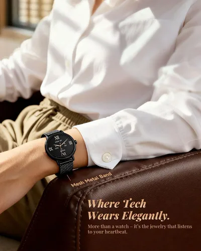 Miniatura 2 de TOOBUR Reloj inteligente para mujeres con dos bandas, reloj de seguimiento de actividad física, monitor de frecuencia cardíaca, contador de pasos