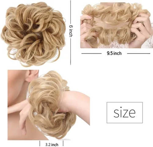 Miniatura 4 de Cabello sintético despeinado, grueso, extensiones para coleta, cabello recogido
