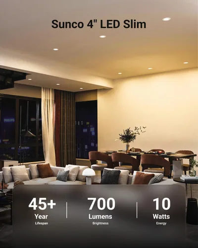 Miniatura 2 de Sunco - Luces LED empotrables de 4 pulgadas, iluminación de techo delgada sin lata, 650 LM, 10 W (equivalente a 60 W), 6000 K luz diurna de lujo