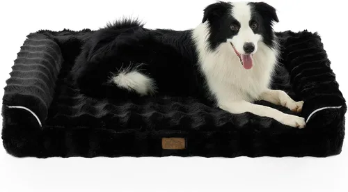 Miniatura 16 de COZY KISS Cama ortopédica de piel sintética de conejo para perro, cama grande para perro, sofá de espuma de apoyo para mascotas con funda de forro