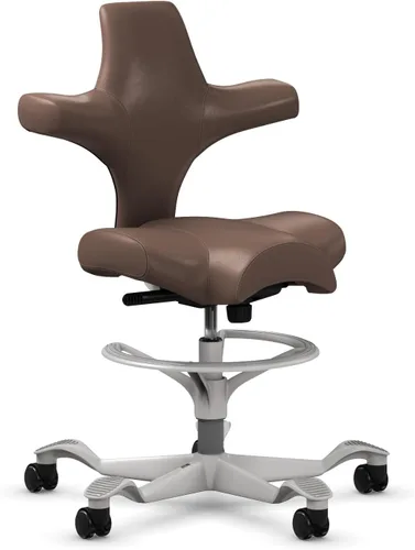 Miniatura 34 de HAG Capisco Silla de escritorio estándar ajustable, marco negro, asiento negro de vinilo ónix