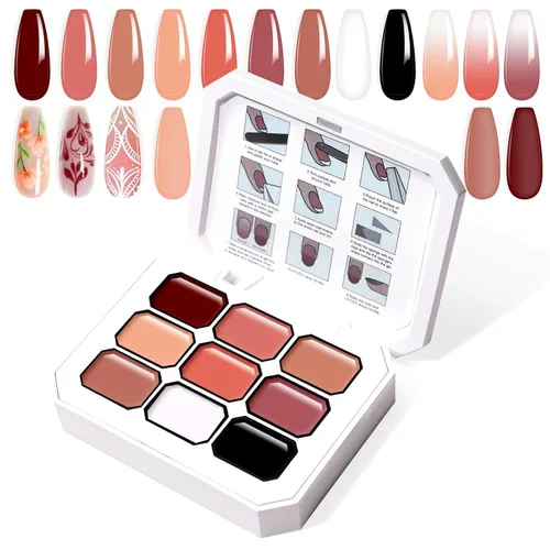 Miniatura 40 de Juego de esmaltes de gel con gradiente, 9 colores ombre, esmalte de gel para uñas rojo, marrón, azul claro, rosa, esponjado para pigmento, Pat Aura