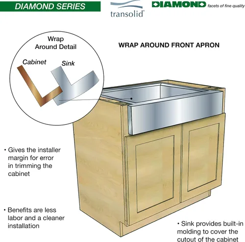 Miniatura 8 de Transolid DTDOF362510 Diamond - Fregadero de cocina de acero inoxidable calibre 16 con doble orificio de montaje doble 60/40, 36 x 25 x 10 pulgadas
