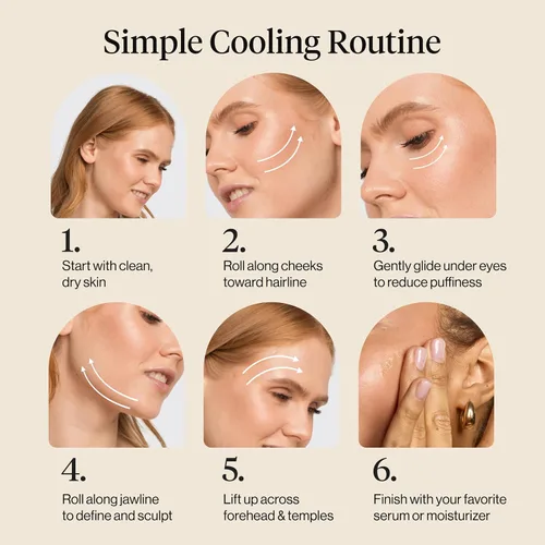 Miniatura 7 de Kitsch Mini rodillo facial y rodillo facial de hielo para el cuidado de la piel, rodillos faciales de acero inoxidable para reducir la hinchazón