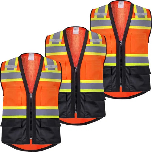 Miniatura 15 de ProtectX - Chaleco de seguridad de alta visibilidad con 6 bolsillos, clase 2 reflectante, de alta visibilidad, para hombres y mujeres, chaleco