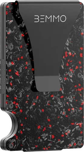 Bemmo Cartera de tarjeta de crédito minimalista delgada con clip de dinero, soporte de metal de aluminio con bloqueo RFID, con correa de muñeca,