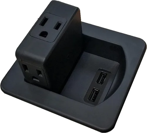 Miniatura 4 de 3 tomas de corriente alterna con 1 puerto de datos CAT6 Ethernet RJ45 + 1 puerto de carga USB - Cargador rápido de 2.4 amperios - Centro