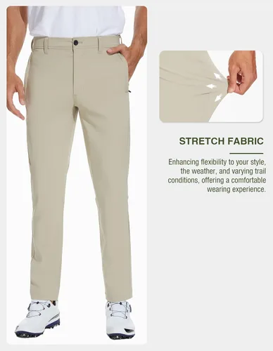 Miniatura 3 de Summit Force Pantalones de golf para hombre, elásticos, ajustados, impermeables, para senderismo, ligeros, para trabajo, negocios, casuales