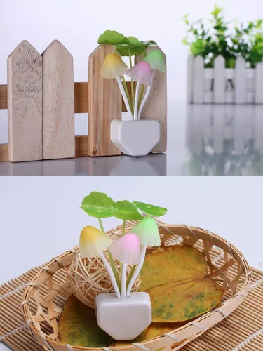 Miniatura 6 de Lámpara de noche con sensor LED Rienar, lámpara de ensueño en forma de hongo con cambio de color, enchufe LED