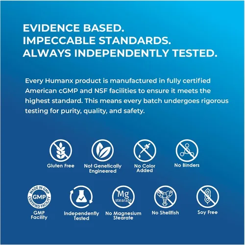 Miniatura 6 de HUMANX Lactobacillus Gasseri & Reuteri+ 20 mil millones de UFC más prebióticos orgánicos y punicaliganos - Suplementos probióticos - Fabricado
