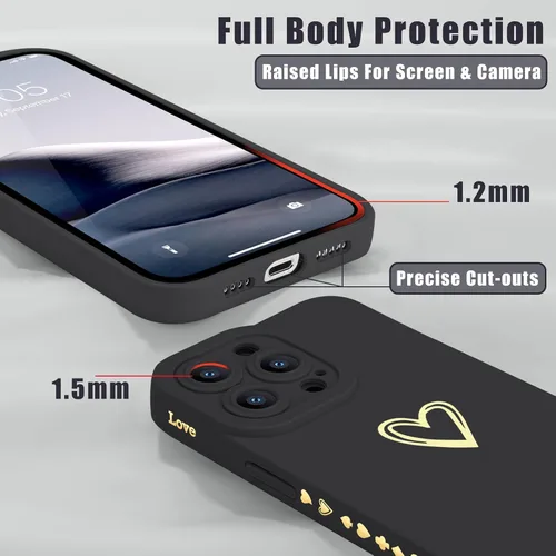 Miniatura 5 de Teageo Funda compatible con iPhone 13 Pro de 6.1 pulgadas para mujeres y niñas, bonito corazón de amor de lujo