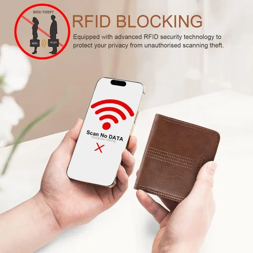 Miniatura 7 de APHISON Billetera para mujer, delgada y pequeña, cartera RFID para mujer, 01A125café, Moda