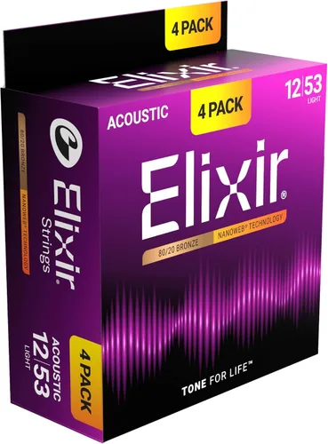 Miniatura 13 de Elixir, cuerdas de bronce para guitarra acústica 80/20 con recubrimiento Polyweb, extralivianas (.010-.047)
