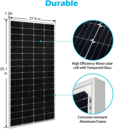 Miniatura 4 de SUNGOLDPOWER Panel solar 200W 24V Panel solar monocristalino 200 vatios módulo solar grado A célula solar, negro, SG200WM24