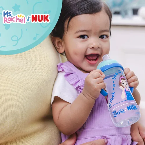Miniatura 2 de NUK Taza de Aprendizaje, Ms. Rachel, 10 oz, 8+ Meses, Paquete de 2 – Boquilla Suave, Asas de Fácil Agarre, Sin BPA, Taza Sippy de Transición a Sra.