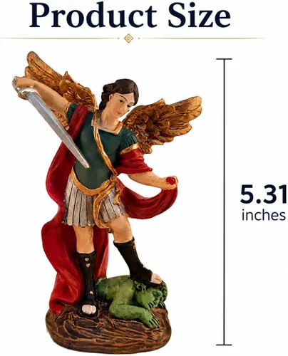 Miniatura 5 de Estatua de San Miguel Arcángel - Estatua de San Miguel Miguel Arcángel derrotó a Lucifer pisotea demonio Figurina, Escultura religiosa coleccionable