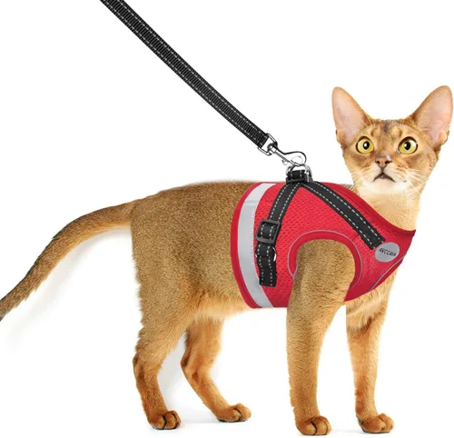Miniatura 9 de Arnés para gatos y correa para caminar, arneses a prueba de escapes para gatitos, arnés ajustable reflectante para cachorros con correas, chaleco