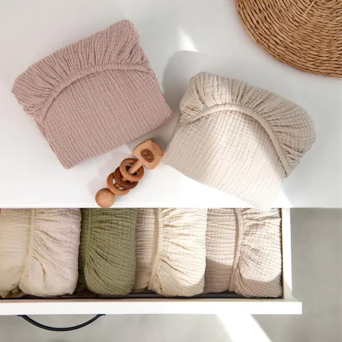 Miniatura 95 de lulumoon Sábanas de muselina para moisés para bebé: sábanas ajustables suaves para moisés de cabecera para niños y niñas Oliva y Crema