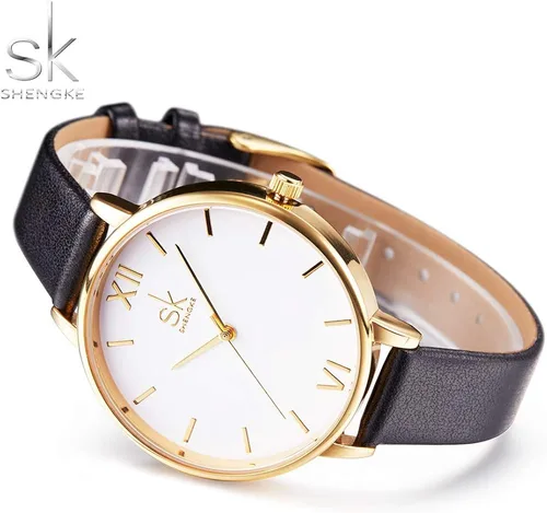 Miniatura 3 de SK - Reloj de pulsera para mujer, correa de piel, de cuarzo, reloj de lujo japonés de cuarzo.