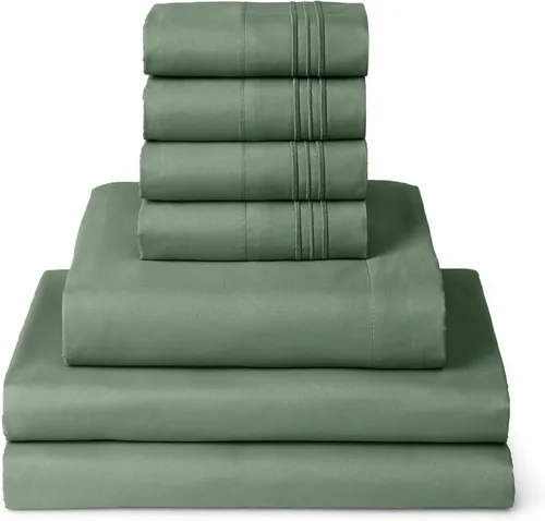 Miniatura 66 de Mellanni Juego de Sábanas Split King - Colección Icónica de 7 Piezas para Ropa de Cama, (Incluye 4 Fundas de Almohada), Bolsillo Profundo de 16 1394