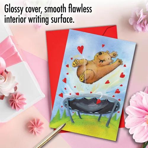 Miniatura 3 de NobleWorks Divertida tarjeta de felicitación del día de San Valentín con sobre de 5 x 7 pulgadas (1 tarjeta) oso de trampolín C10442VDG