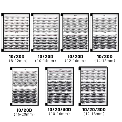 Miniatura 9 de Bodermincer Extensión de Pestañas 240 piezas C Curl 10D/20D Cluster 8/9/10/11/12mm,10/11/12/13/14mm,12/13/14/15/16mm Mezcladas Pestañas Postizas