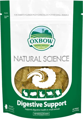 Oxbow Natural Science Apoyo Digestivo, Suplemento Alto en Fibra para Conejo y Conejo de Indias, Hecho con Heno de Timothy, Incluye Raíz de
