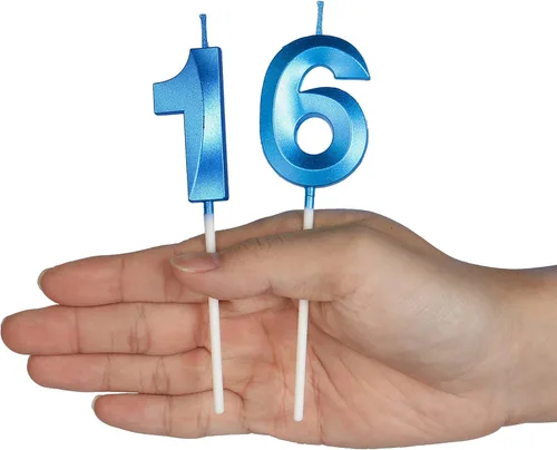 Miniatura 4 de Velas azules de cumpleaños 32 y 23 para pasteles, número 23 y 32 para decoración de tartas para fiesta, aniversario, boda, celebración