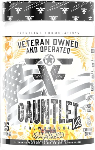 Gauntlet - Polvo de preentrenamiento, entrenamientos explosivos, enfoque láser, estimulación media, sabor increíble, propiedad y operación de