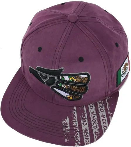 Miniatura 5 de Gorra mexicana hecha en México Eagle Aguila Poly Suede Snapback Flat Bill Gorra de béisbol