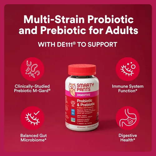 Miniatura 2 de SmartyPants Gomitas probióticas y prebióticas para adultos para la salud digestiva: suplemento para la salud intestinal de 6 mil millones de UFC
