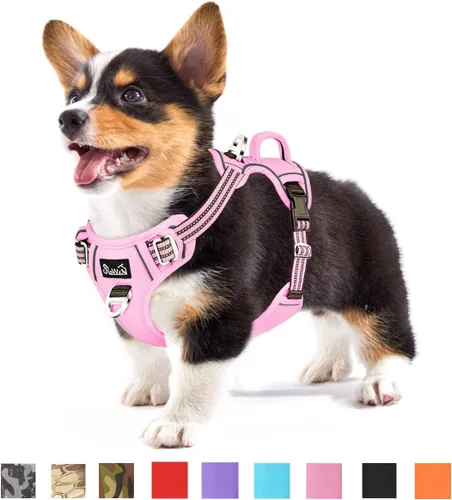 Miniatura 21 de SlowTon Arnés para perro sin tirones, arnés resistente sin estrangulamiento para mascotas, con 2 clips para la correa y mango vertical de fácil