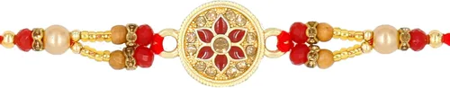 Miniatura 2 de Kundan Rakhi de alta calidad para hermano multicolor, hermoso y de diseño, hilo Raksha Bandhan Rakhi para amar hermano Bhai RURAKH0036, Metal, Sin