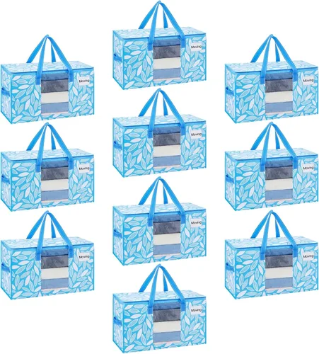 Miniatura 34 de VENO Paquete de 4 bolsas de mudanza resistentes, bolsas de almacenamiento de ropa y edredón con ventana transparente, suministros de embalaje