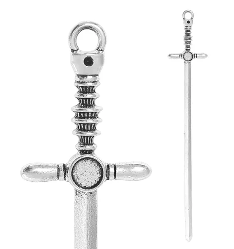 Miniatura 9 de Paquete de 2 pines de metal gris espada negra Wicca Witch Hair Stick Slide Renaissance Festival Hair Acceossories para mujeres 10