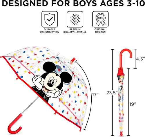 Miniatura 5 de Sombrilla transparente para niños de lluvia transparente con un mango de fácil agarre cúpula a prueba de viento de 3 a 10 años