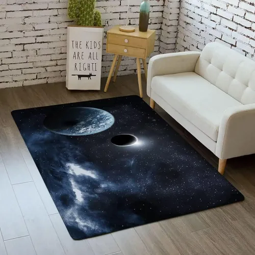 Miniatura 12 de Alfombra de espacio exterior para habitación de niños, 3 x 5 pies, alfombra Galaxy para dormitorio de niños, suave, antideslizante, sistema solar