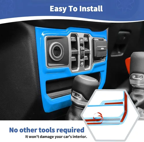 Miniatura 5 de RT-TCZ Cubierta de panel de interruptor de ventana para Jeep JL JLU Gladiator JT 2018-2024 Baby Blue Accesorios interiores