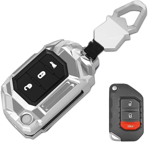 Miniatura 11 de Funda de aleación de zinc para llavero compatible con Jeep Wrangler Gladiator JL JLU Sahara Rubicon The Sport JT Overland Sport S 2018-2023