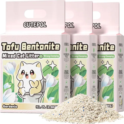 Arena aglutinante mixta 4 en 1 para gatos, 16.5 libras, control de olores y agrupación rápida, absorbente de agua y desechable, sin polvo, para