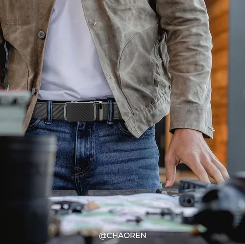 Miniatura 3 de CHAOREN Cinturón para hombre de cuero con trinquete - Ajuste personalizable, estilo sin esfuerzo (35 mm)