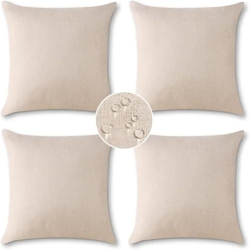 Miniatura 14 de OTOSTAR Juego de 4 fundas de almohada impermeables para exteriores, fundas decorativas para cojines de jardín, fundas de almohada cuadradas