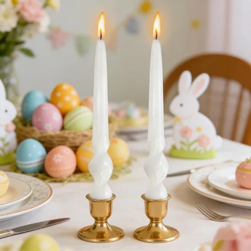 Miniatura 3 de Velas cónicas torcidas blancas de 10 pulgadas, elegantes velas en espiral para decoración de primavera, mesa de Pascua, día de la madre, sin goteo