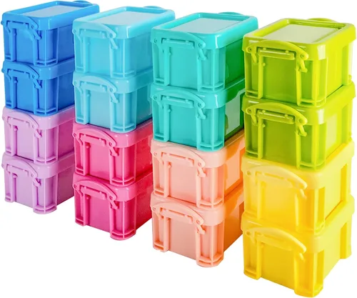 PTSGCAI Bonita pequeña caja de almacenamiento apilable con tapa, 8 tipos de contenedores organizadores de plástico color macarrón para cuentas de