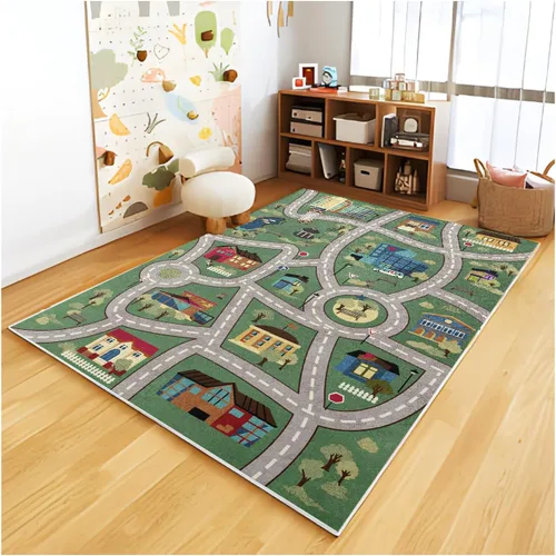 Miniatura 8 de Alfombra Analógica ABC para Niños, Alfombra de Juego para Cuarto de Juegos, Alfombra de Juego de Autos, Alfombra de Carreteras de Vida Urbana