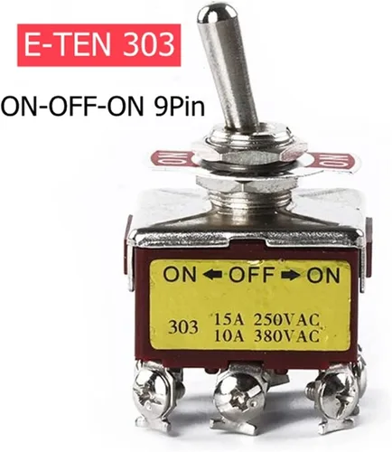 Miniatura 2 de Botón de interruptor de encendido, 1 unidad E-TEN303 0.472 in, 9 pines, 3 posiciones, interruptor basculante de encendido/apagado, interruptor